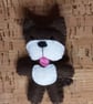 Dog Dark Brown & White Felt Brooch - Image 1