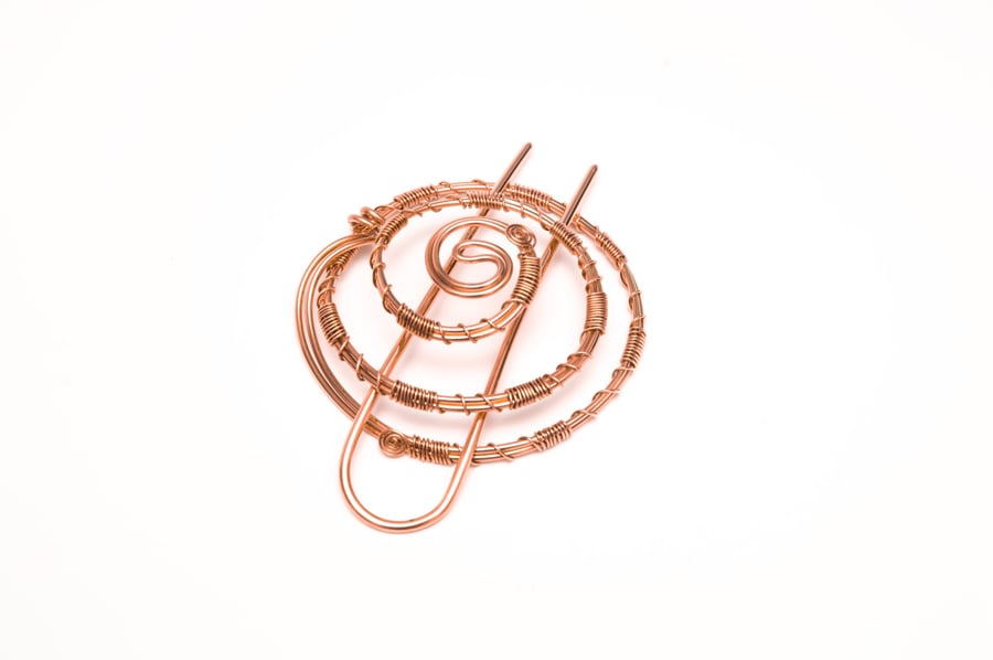 Boho copper Wire Spiral Hair Slide – Handmade Bun Holder Chignon Bun Pin