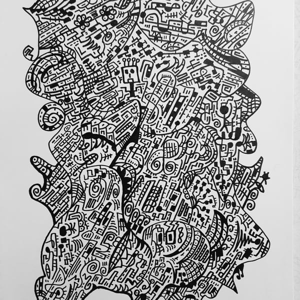 Abstract Artwork,  Doodle Abstract,  ink on Cartridge Paper 30cm 42cm 