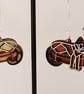 Mismatched Wooden Cat-In-A-Box Earrings with Sterling Silver Hooks Geometric Cat - Image 2