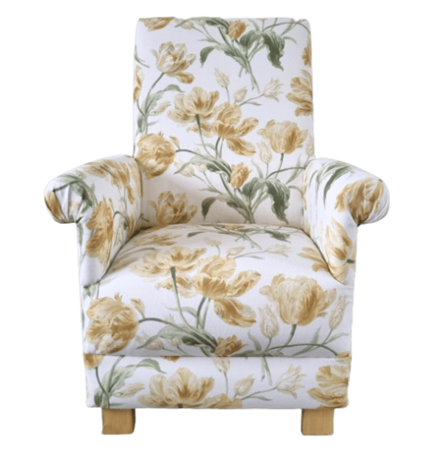 Adult Armchair Laura Ashley Gosford Camomile Chair Yellow Ochre Floral Accent
