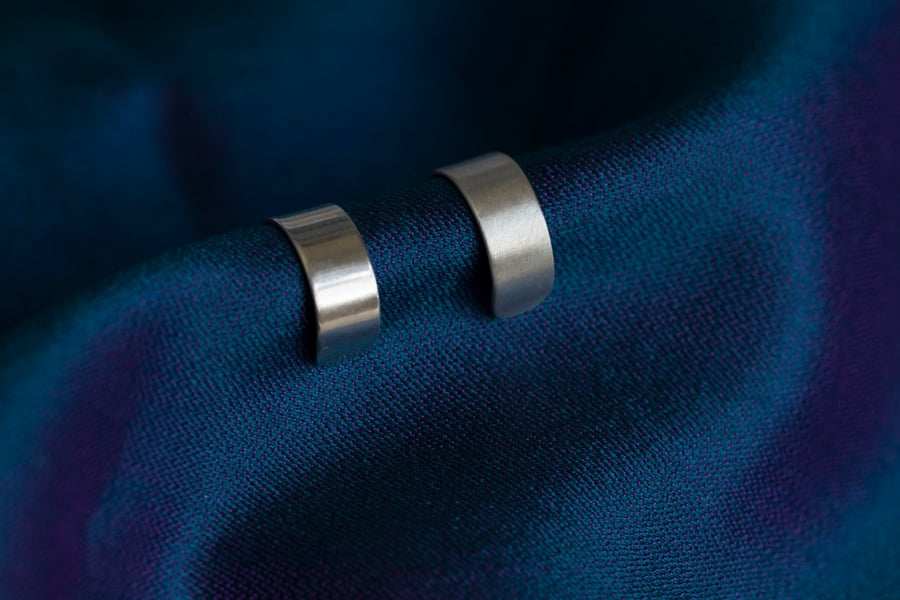 Ear cuff gift set in fine Sterling Silver. Brush textured and mirror polished