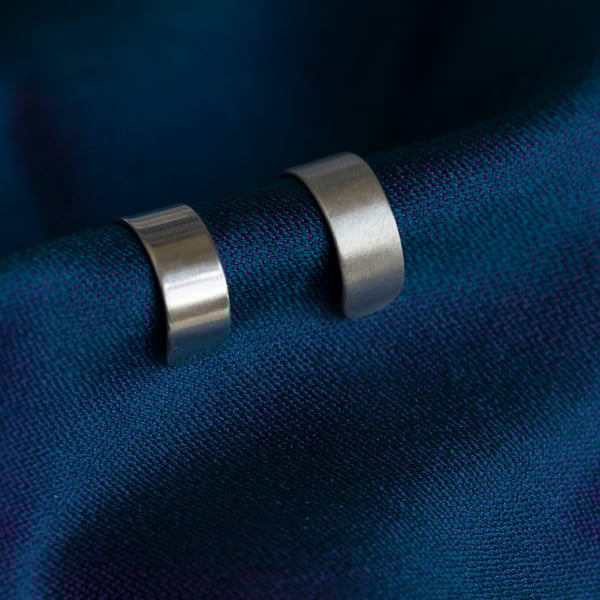 Ear cuff gift set in fine Sterling Silver. Brush textured and mirror polished