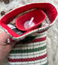 Mini Hot Waterbottle - Red & Green. Handwoven in Wales - Image 3