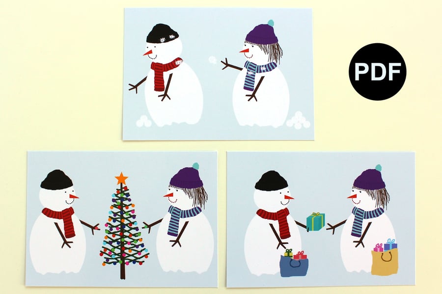 3 PDF Charity Christmas Postcards (Downloadable & Printable)
