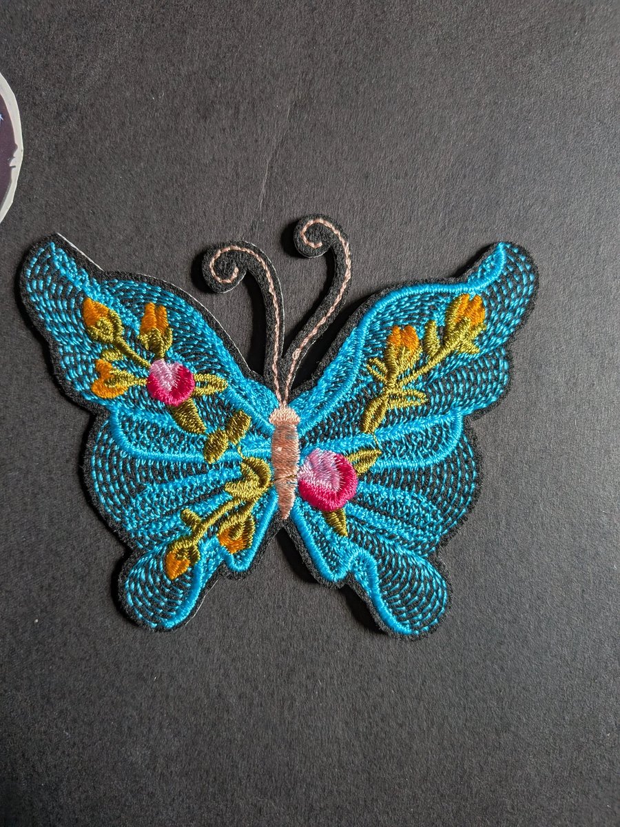 Butterfly Blue - Embroidered Iron on Patch