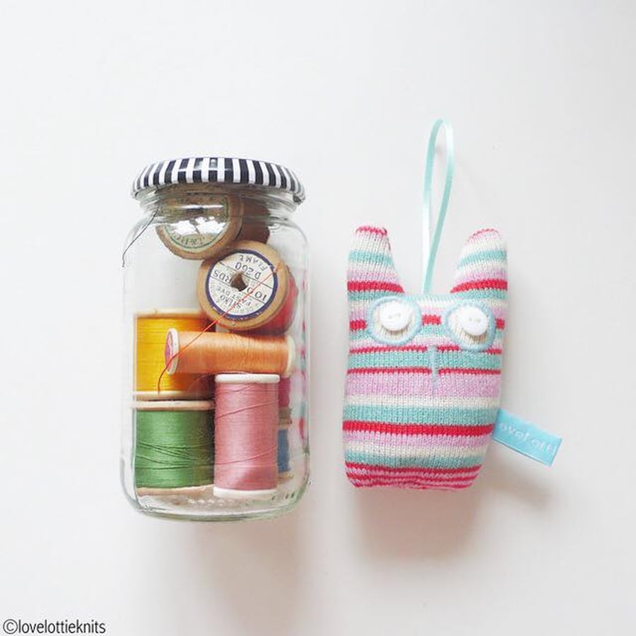 Knitted Lavender Olive Owl decoration