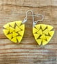Large resin yellow mosaic boho earrings 