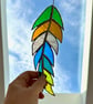 Stained Glass Feather Suncatcher - Handmade Hanging Decoration - Mallard  - Image 1