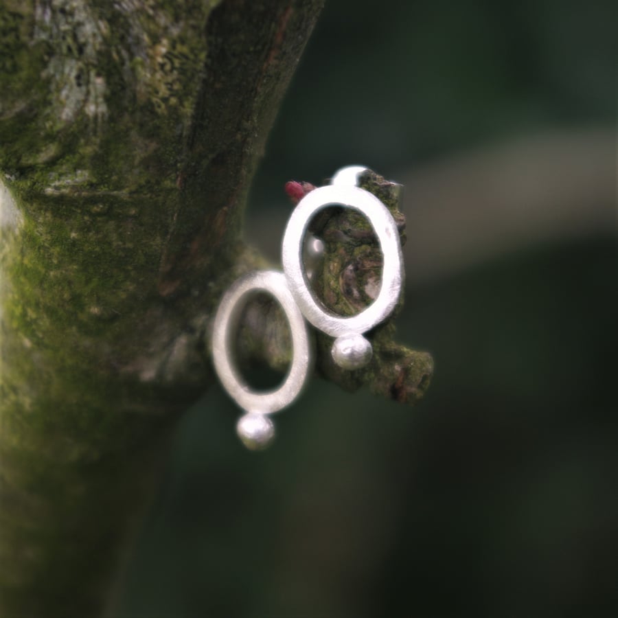  Small  Eco Silver Seed Pod Stud Earrings