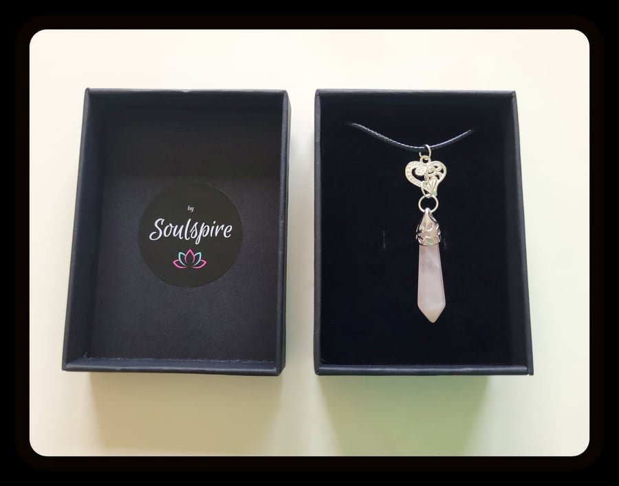 Rose quartz leather necklace discount