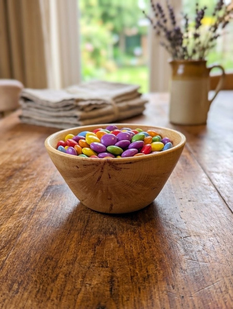 Handmade snack pot , bowl , made from Plum, handturned, 