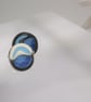 Blue Enamel My Wave Studs, Silver Ocean Theme studs - Image 4