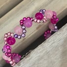Glass bead and wire pink wave bracelet - made to order size