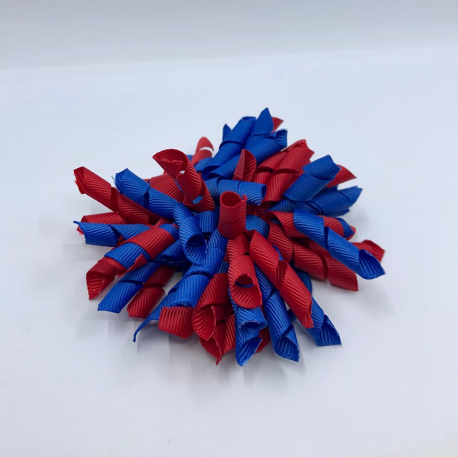 3 inch Royal Blue and Red Curly Corkers on Elastics (pair)