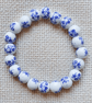 Ladies Blue And White Porcelain Style Elastic Bead Bracelet