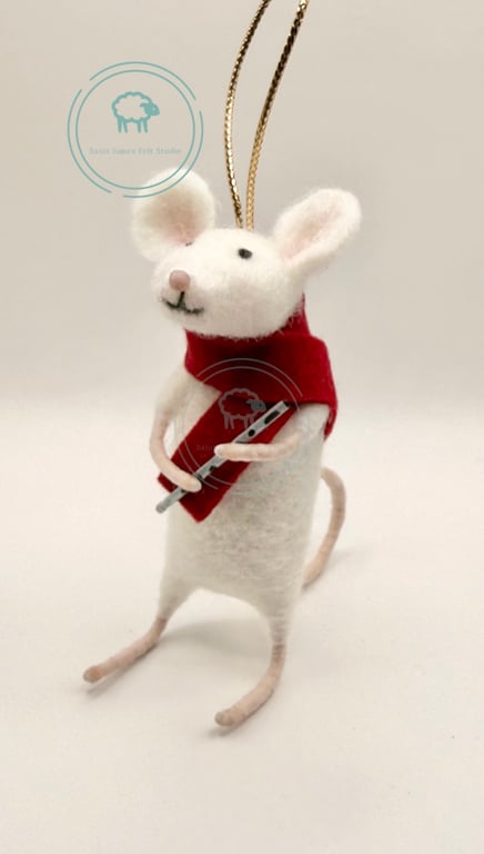Flute Playing Mouse - Hanging Decoration