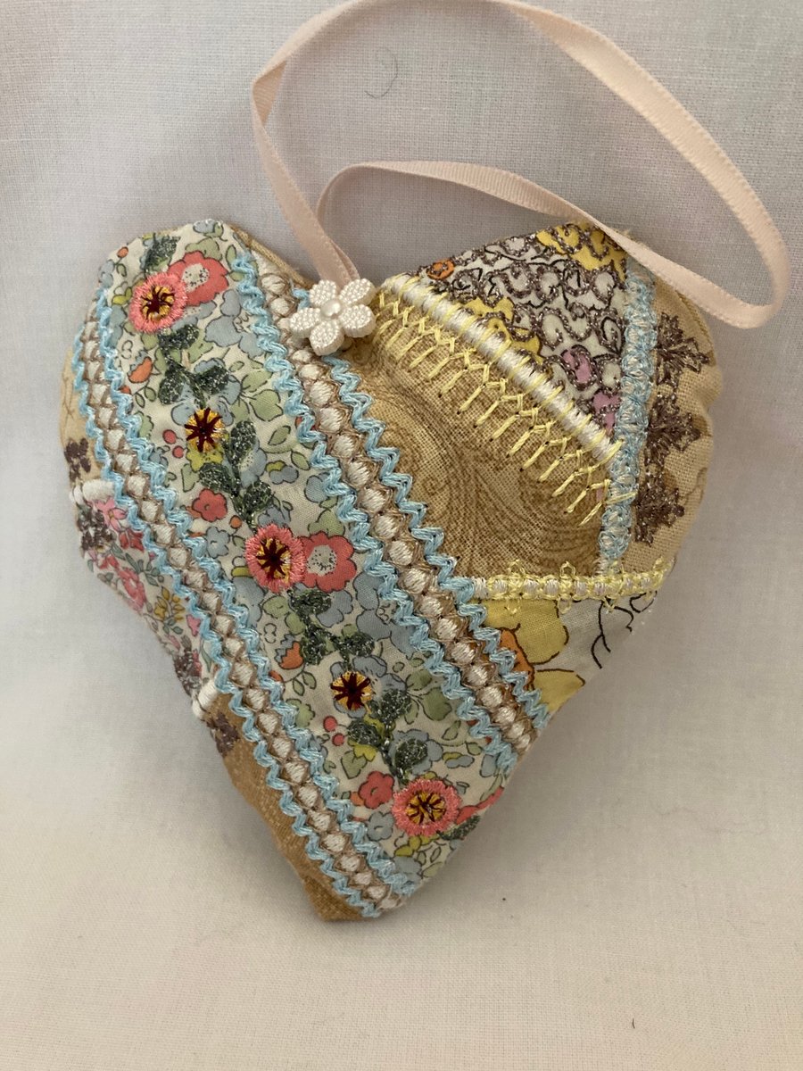 Embroidered hanging heart