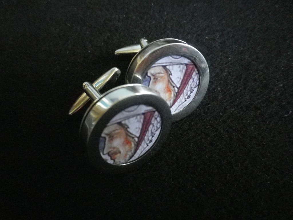 Warrior King cuff links,free shipping, gift wrapped, dramatic image, Ref 1234