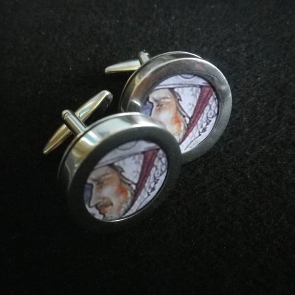 Warrior King cuff links,free shipping, gift wrapped, dramatic image, Ref 1234