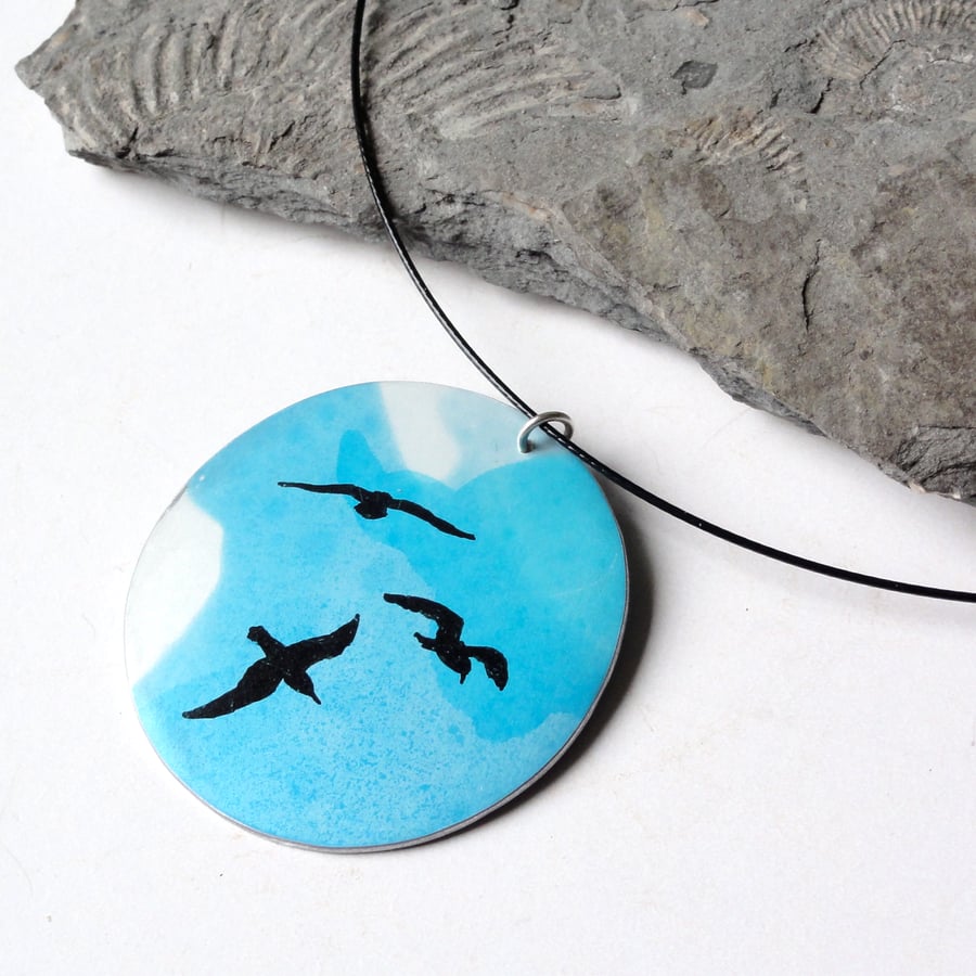 Turquoise seagull necklace