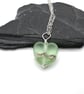 pale green lampwork glass heart pendant necklace