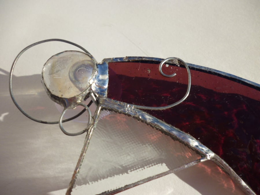 Glass angel suncatcher, ornament or Christmas  decoration - purple heather