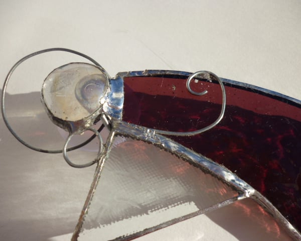 Glass angel suncatcher, ornament or Christmas  decoration - purple heather