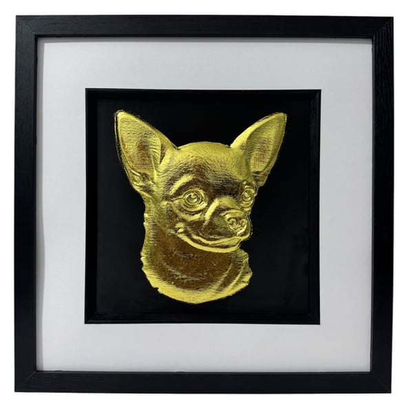 Chihuahua Framed Wall Art, Gold or Silver Leaf Dog Gift