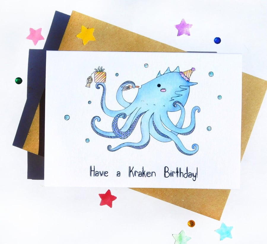 Nautical Birthday Card, Have a Kracken Birthday! 