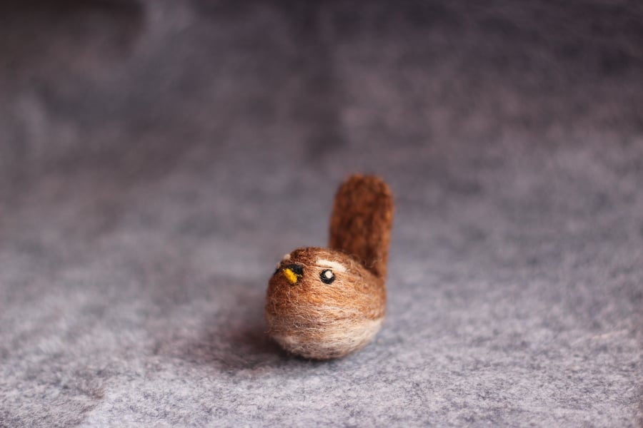 Needle Felted Wren - Small gift for bird lover 