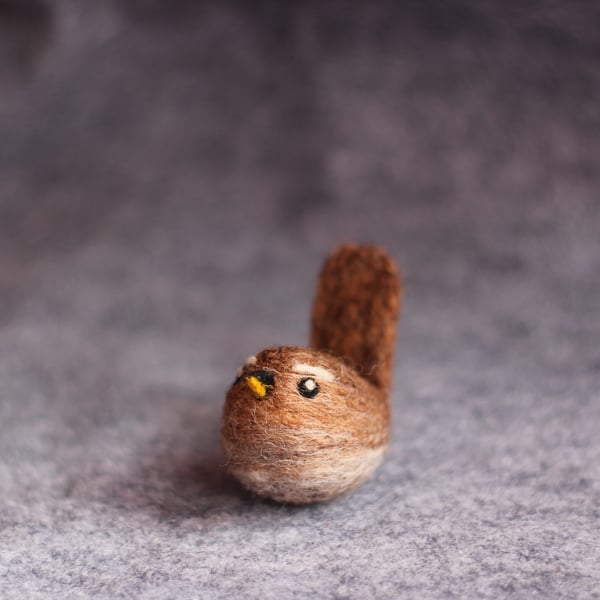 Needle Felted Wren - Small gift for bird lover 