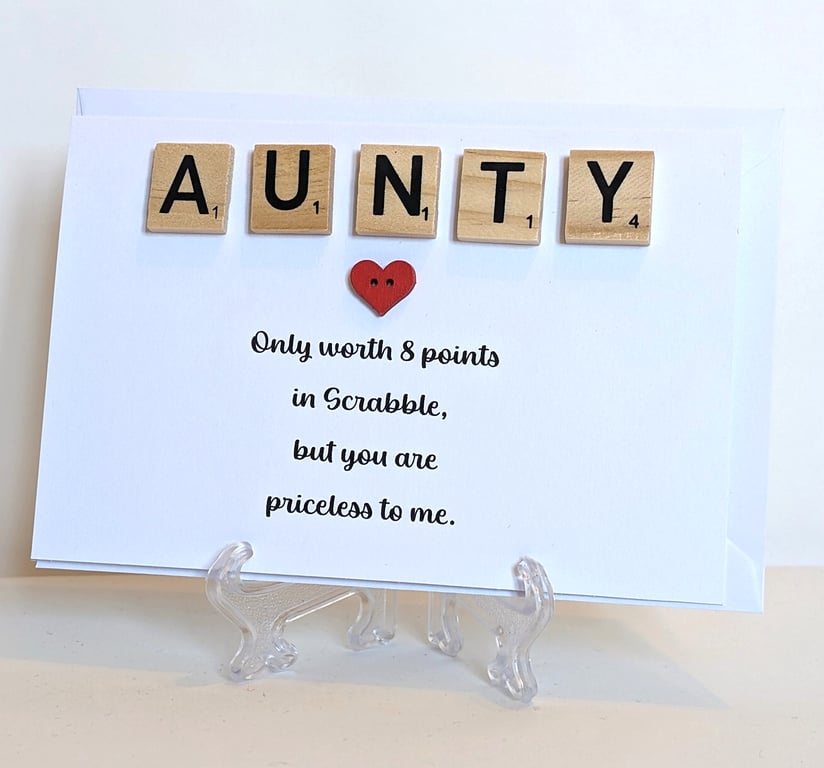 Aunty only worth 8 points in Scrabble greetings card