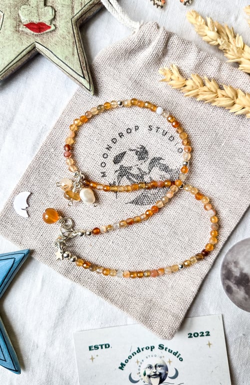 Carnelian Freshwater Pearl Necklace - Sterling Silver Gemstone Necklace