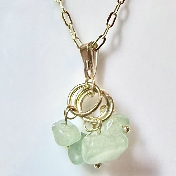 Handmade Green Crystal Necklace with 14 Karat Gold-Plated chain