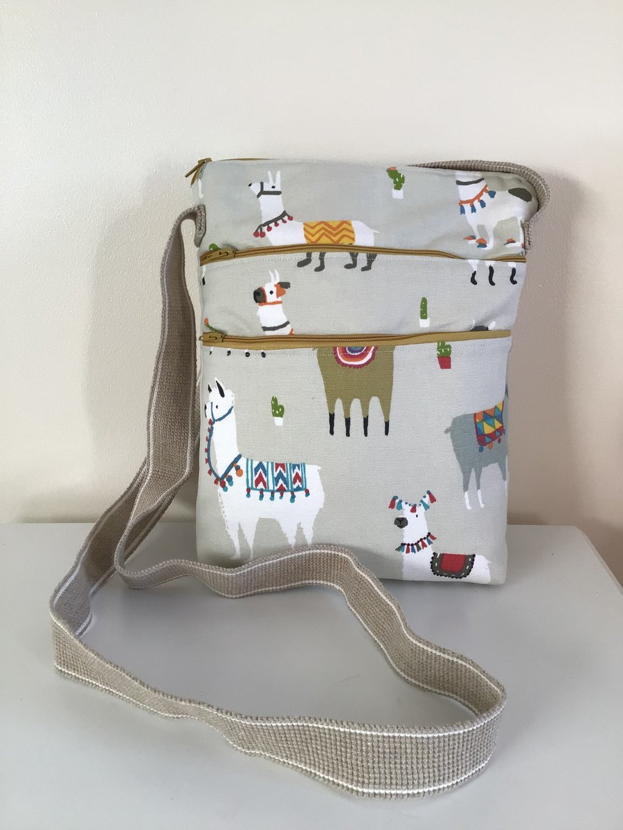 Llama or Alpaca cream crossbody,shoulder bag.