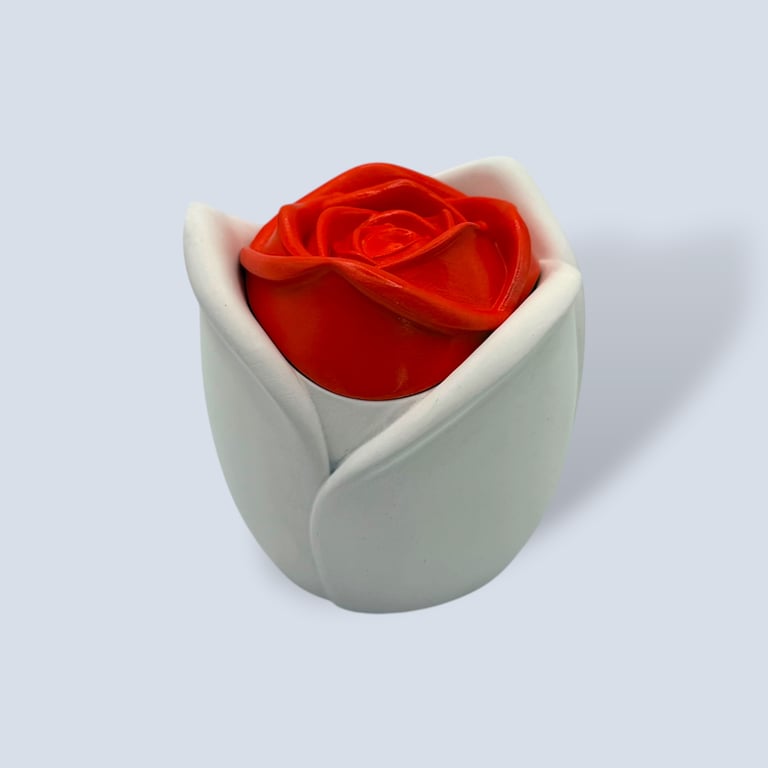 Small Red rose jewellery box, rose flower trinket pot