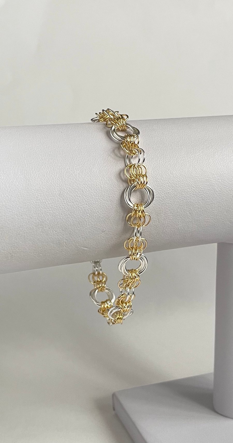 Two Tone Sterling Silver Chainmaille Bracelet