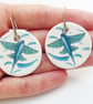 Handmade Flying Fish Ceramic Earrings with Silver Coloured Ear Wires - Image 1