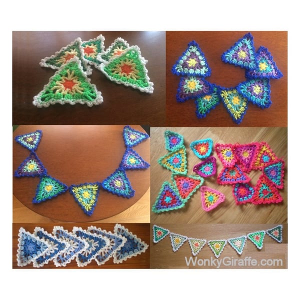 Lacy Crochet Rainbow Bunting Pattern by Email
