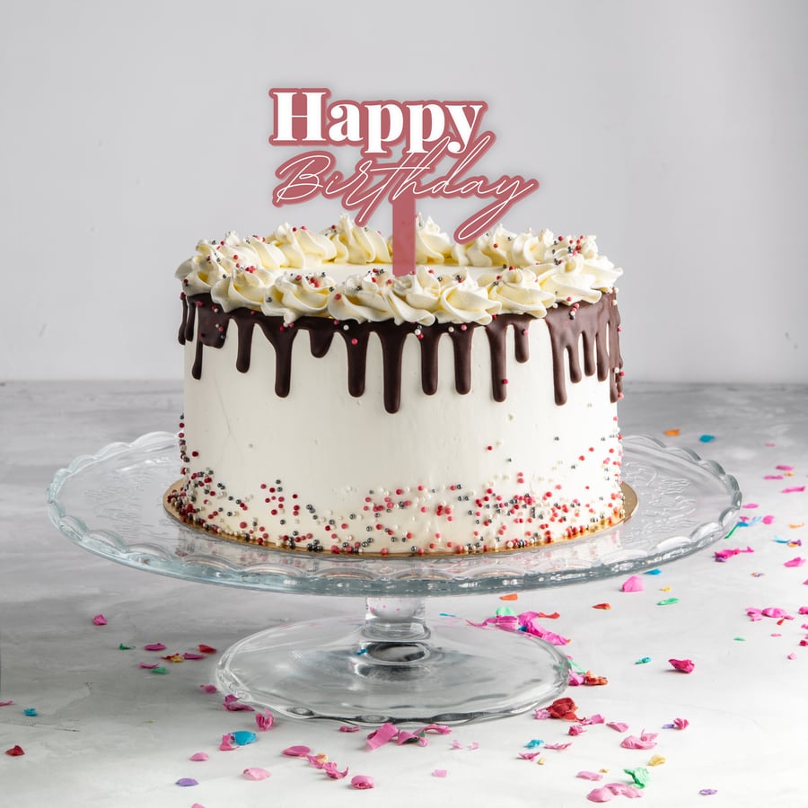 Happy Birthday, Cake Topper, Acrylic Cake Topper, Reusable Birthday Decorations