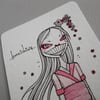 pink zombie geisha and cherry blossom - original aceo