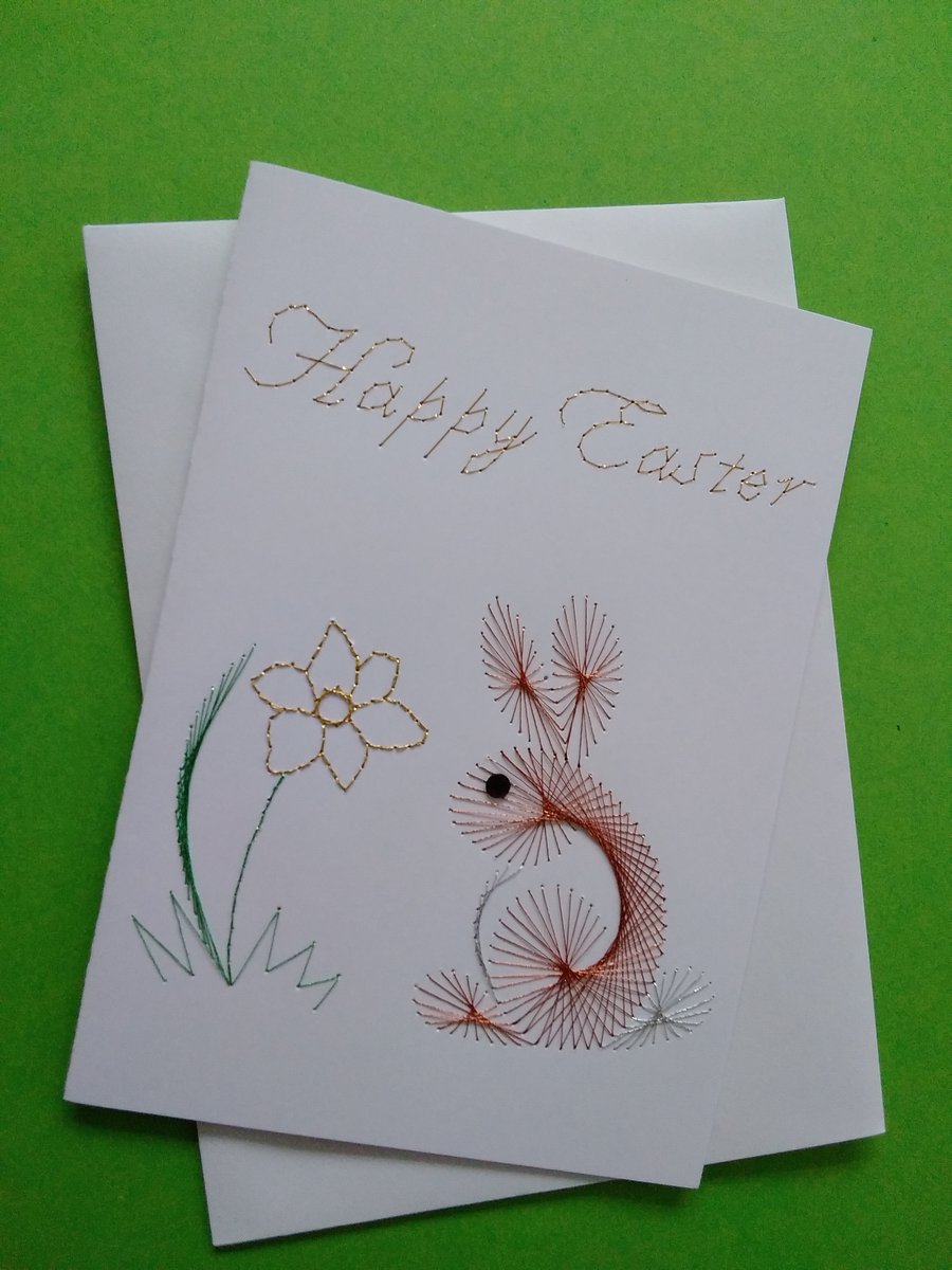 Easter Card with Bunny and Daffodil.