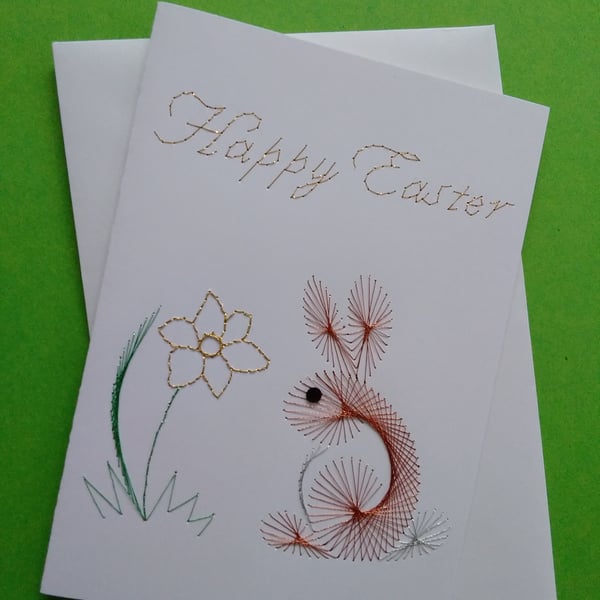 Easter Card with Bunny and Daffodil.