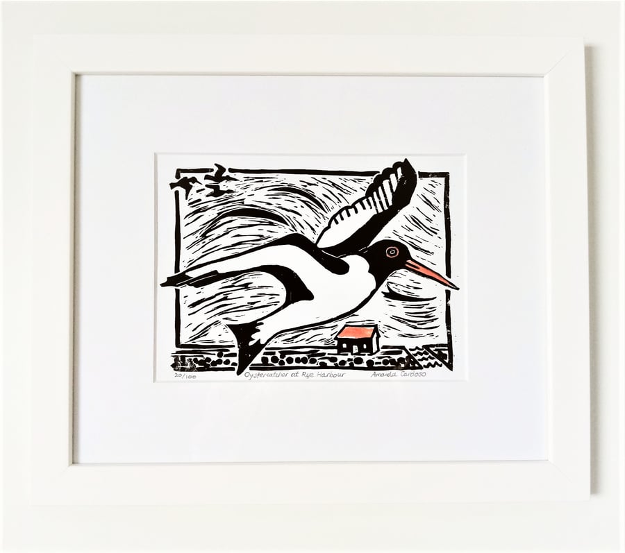 Oystercatcher bird print - original linocut 