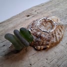 Deep Olive Greens Marazion Sea Glass Stack on Diamond Cut Ring Necklace N673