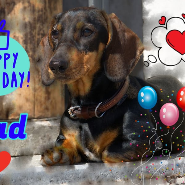 Happy Birthday Dad Sausage Dog Card A5