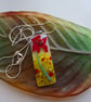 Handmade Fused Glass Pendant Necklace Poppy-field with large Red Poppy - Image 4