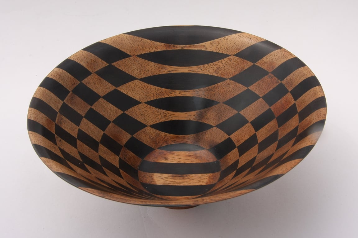 Handcrafted Mahogany and Ebony Bowl, Decorative Accent No. 711