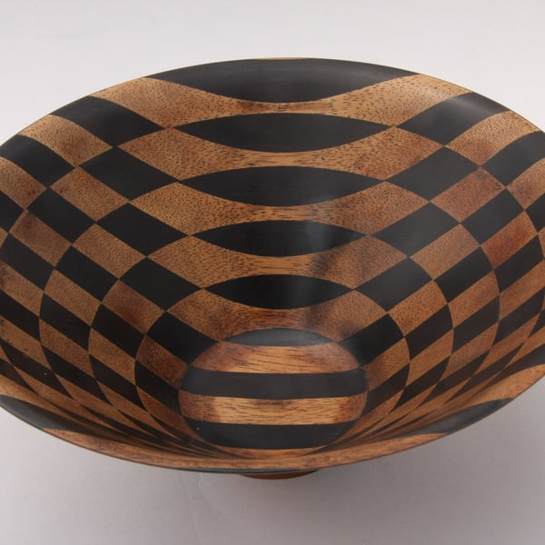 Handcrafted Mahogany and Ebony Bowl, Decorative Accent No. 711